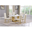 Best Quality Furniture White Marble Dining Set with Cream Velvet Chairs