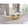 Best Quality Furniture White Marble Dining Set with Cream Velvet Chairs