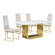 Best Quality Furniture White Marble Dining Set with Cream Velvet Chairs