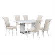 Best Quality Furniture White Marble Dining Set with Cream Velvet Chairs