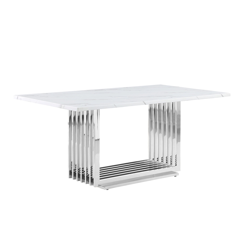 Best Quality Furniture White Marble Dining Set with Cream Velvet Chairs