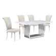 Best Quality Furniture White Marble Dining Set with Cream Velvet Chairs