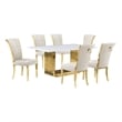 Best Quality Furniture White Marble Dining Set with Cream Velvet Chairs
