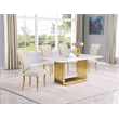 Best Quality Furniture White Marble Dining Set with Cream Velvet Chairs
