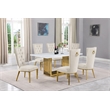 Best Quality Furniture White Marble Dining Set with Cream Velvet Chairs