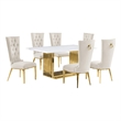 Best Quality Furniture White Marble Dining Set with Cream Velvet Chairs