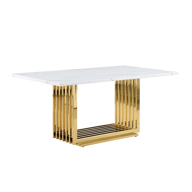 Best Quality Furniture White Marble Dining Set with Cream Velvet Chairs