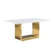 Best Quality Furniture White Marble Dining Set with Cream Velvet Chairs