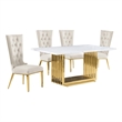 Best Quality Furniture White Marble Dining Set with Cream Velvet Chairs
