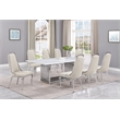 Best Quality Furniture 9-Piece Velvet & Marble Dining Set in Cream/White