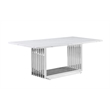 Best Quality Furniture 9-Piece Velvet & Marble Dining Set in Cream/White