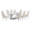 Best Quality Furniture 9-Piece Velvet & Marble Dining Set in Cream/White