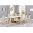 Best Quality Furniture 9-Piece Velvet & Marble Dining Set in Cream/White/Gold