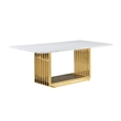 Best Quality Furniture 9-Piece Velvet & Marble Dining Set in Cream/White/Gold