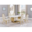 Best Quality Furniture 7-Piece Velvet & Marble Dining Set in Cream/White