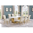 Best Quality Furniture 9-Piece Velvet & Marble Dining Set in Gold/Cream/White