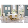 Best Quality Furniture 7-Piece Marble & Velvet Dining Set in White and Cream