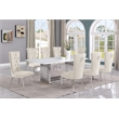 Best Quality Furniture 9-Piece Steel & Marble Dining Set in Silver/White/Cream
