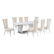 Best Quality Furniture 9-Piece Steel & Marble Dining Set in Silver/White/Cream