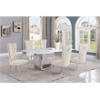 Best Quality Furniture 7-Piece Marble & Velvet Dining Set in White and Cream