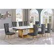 Best Quality Furniture 9-Piece Velvet & Marble Dining Set in Gray/Gold/White