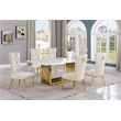 Best Quality Furniture 7-Piece Velvet & Marble Dining Set in Cream/White