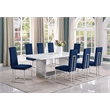 Best Quality Furniture 9-Piece Velvet & Marble Dining Set in Navy Blue and White