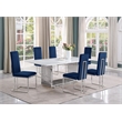 Best Quality Furniture 7-Piece Marble & Velvet Dining Set in White and Navy Blue