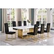 Best Quality Furniture 9-Piece Steel & Marble Dining Set in Black/Gold/White