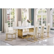 Best Quality Furniture 9-Piece Steel & Marble Dining Set in Cream/Gold/White