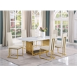 Best Quality Furniture 7-Piece Velvet & Marble Dining Set in Cream and White