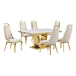 Best Quality Furniture White Marble Dining Set with Cream Velvet Chairs