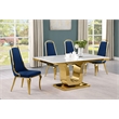 Best Quality Furniture White Marble Dining Set with Navy Blue Velvet Chairs