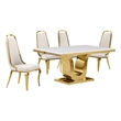 Best Quality Furniture White Marble Dining Set with Cream Velvet Chairs