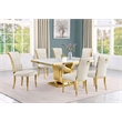 Best Quality Furniture White Marble Dining Set with Cream Velvet Chairs