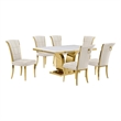 Best Quality Furniture White Marble Dining Set with Cream Velvet Chairs