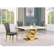 Best Quality Furniture White Marble Dining Set with Dark Gray Velvet Chairs