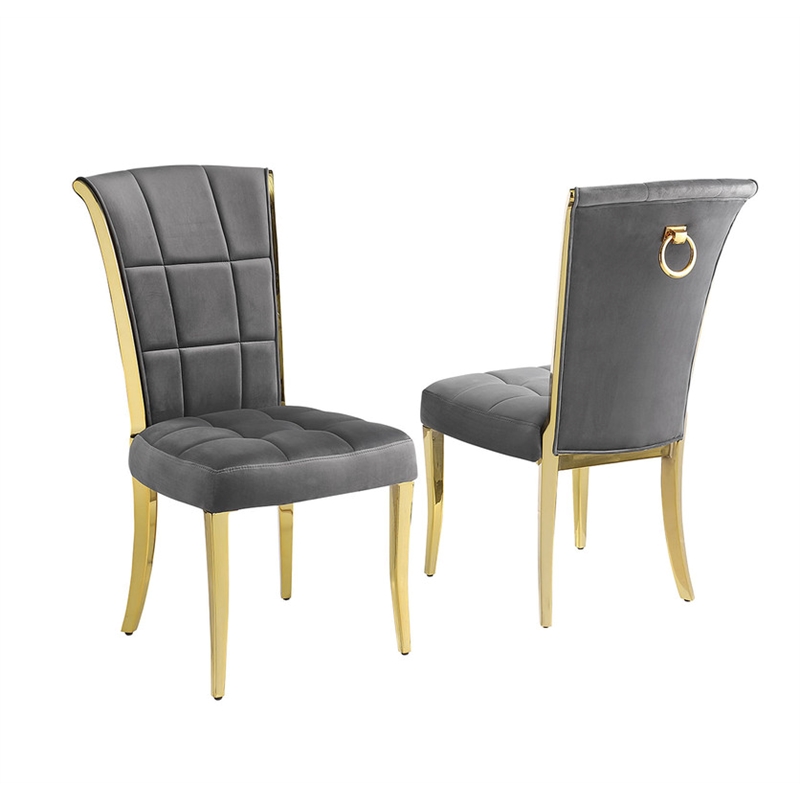 Best Quality Furniture White Marble Dining Set with Dark Gray Velvet Chairs