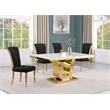 Best Quality Furniture White Marble Dining Set with Black Velvet Chairs