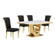 Best Quality Furniture White Marble Dining Set with Black Velvet Chairs