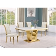 Best Quality Furniture White Marble Dining Set with Cream Velvet Chairs