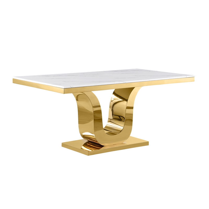 Best Quality Furniture White Marble Dining Set with Cream Velvet Chairs