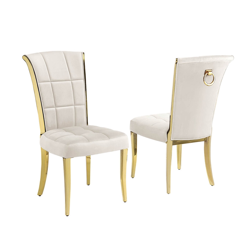 Best Quality Furniture White Marble Dining Set with Cream Velvet Chairs