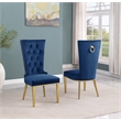 Best Quality Furniture White Marble Dining Set with Navy Blue Velvet Chairs