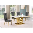 Best Quality Furniture White Marble Dining Set with Dark Gray Velvet Chairs