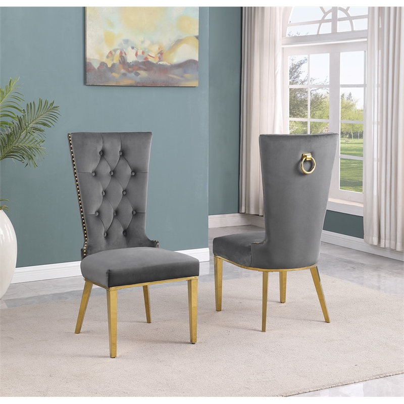 Best Quality Furniture White Marble Dining Set with Dark Gray Velvet Chairs