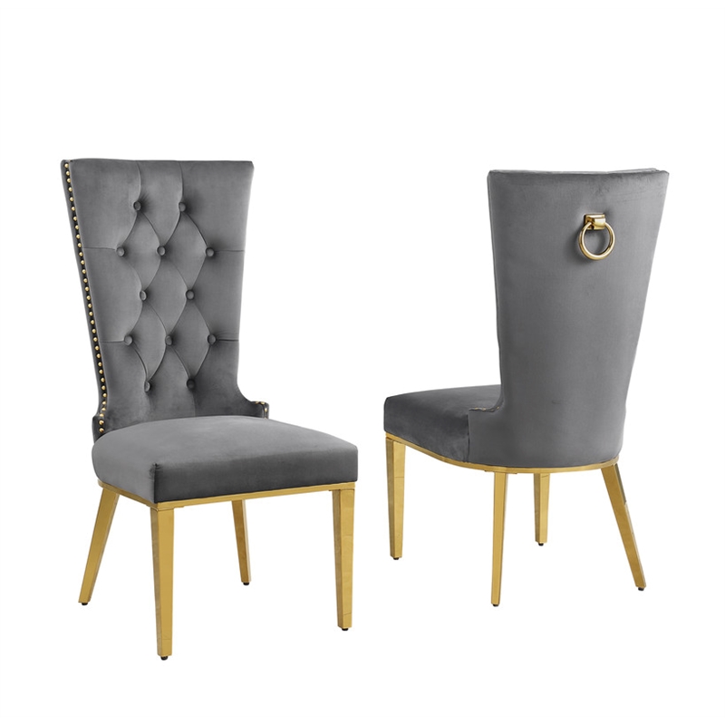 Best Quality Furniture White Marble Dining Set with Dark Gray Velvet Chairs