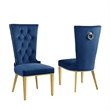 Best Quality Furniture White Marble Dining Set with Navy Blue Velvet Chairs