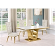 Best Quality Furniture White Marble Dining Set with Cream Velvet Chairs