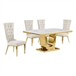 Best Quality Furniture White Marble Dining Set with Cream Velvet Chairs
